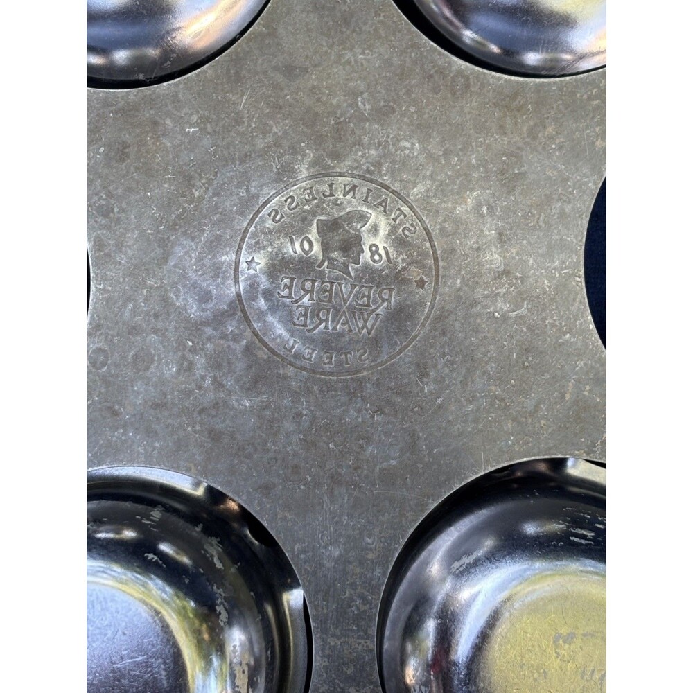 VTG Pre 1968 Revere Ware Copper Bottom 10" Skillet W/ 6 Cup Egg Poacher Clean! - Picture 7 of 16